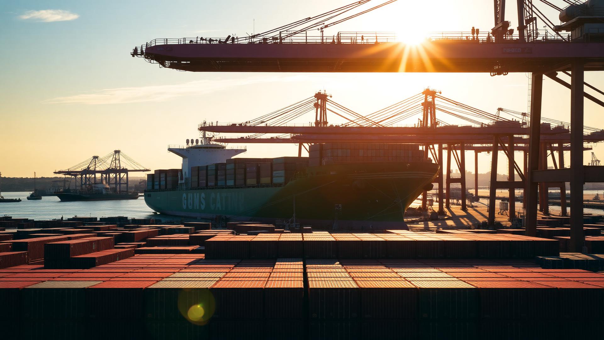 Cargo containers at an international shipping port